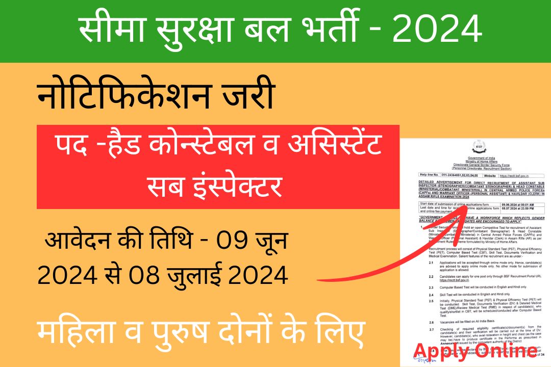 Border Security Force (BSF) Vacancy 2024: सीमा सुरक्षा बल ने हैड कोन्स्टेबल व असिस्टेंट सब इंस्पेक्टर के बम्पर पदों पर निकाली भर्ती, आवेदन फॉर्म शुरू