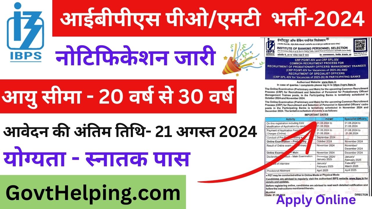 IBPS Requirement 2024: आईबीपीएस ने प्रोबेसनरी ऑफिसर और मेनेजमेंट ट्रेनी की पोस्ट के लिए New भर्ती के लिए किया नोटिस जारी, Good Opportunity